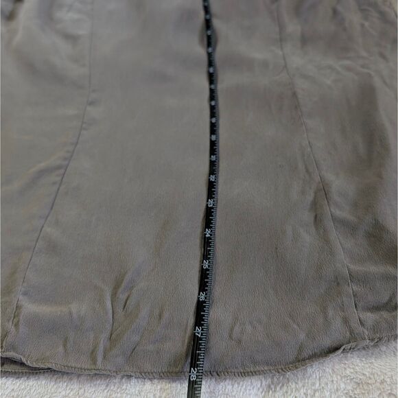 Temperely London Ruffled Blouse Women's Small/Medium Gray Short Sleeve Silk - Picture 7 of 8